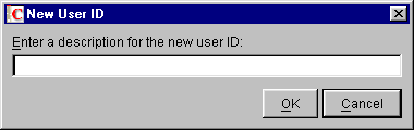 The New User ID dialog box