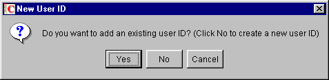 The prompt to use an existing user ID