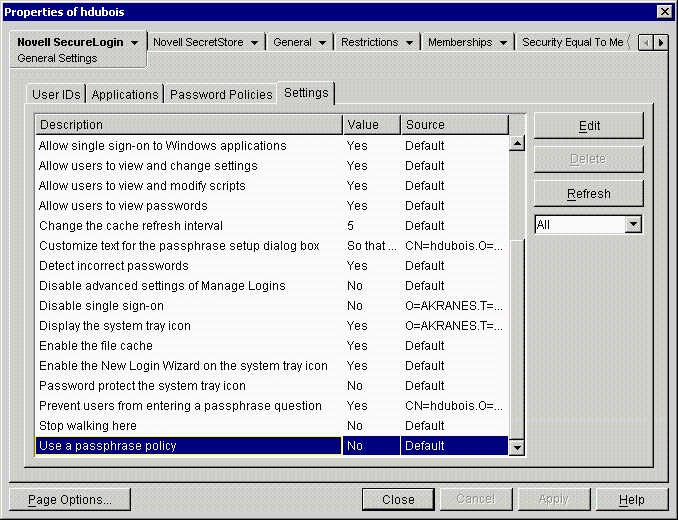 Settings available on the Settings tab