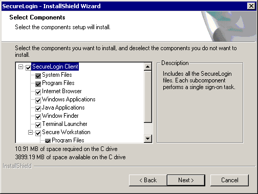 The Select Components dialog box