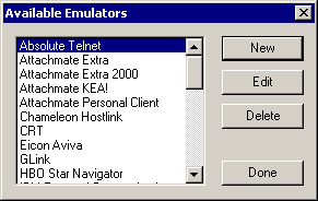 The Edit Available Emulators dialog box