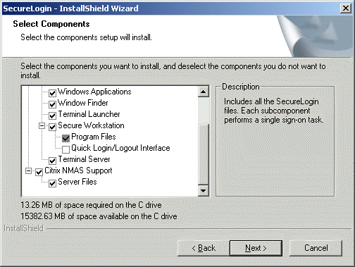 List of SecureLogin components