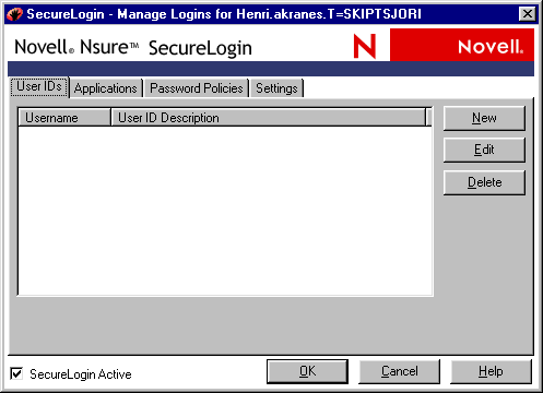 SecureLogin's main window
