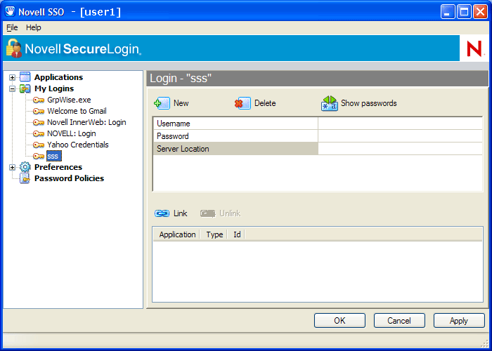 Credential variable and value 