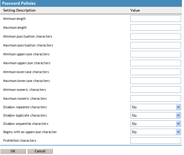 Password Policy options