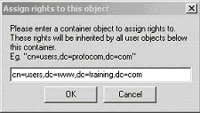 Assign Rights to This Object dialog box