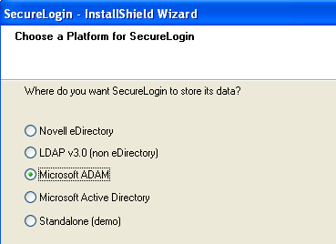 Choose a Platform for SecureLogin dialog box