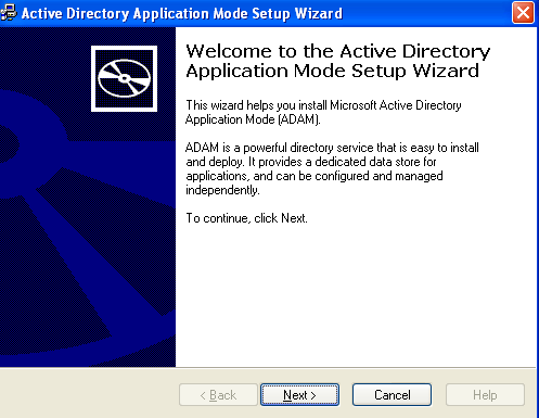 Active Directory Application Mode Setup Wizard