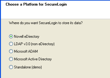 Choose a Platform for SecureLogin dialog box