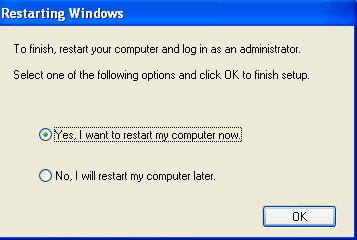 Restarting Windows dialog box