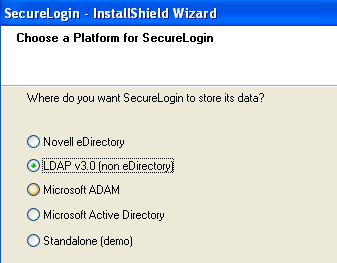 Chooose a Platform for SecureLogin dialog box