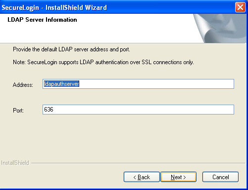 LDAP Server Information dialog box