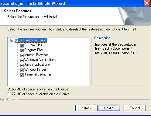 Select Features dialog box