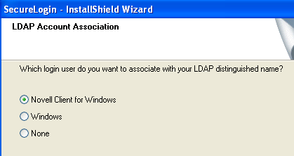 LDAP Account Association dialog box
