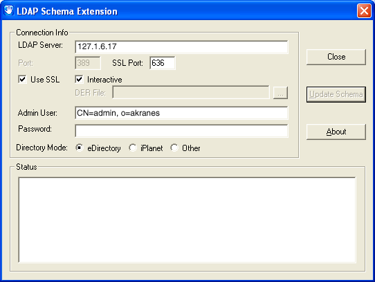 LDAP Schema Extension dialog box