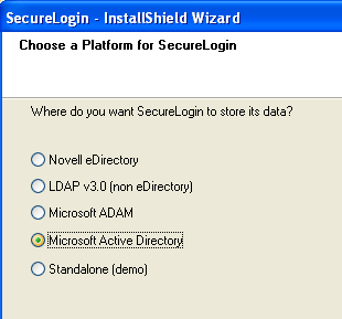 Choose a Platform for SecureLogin dialog box