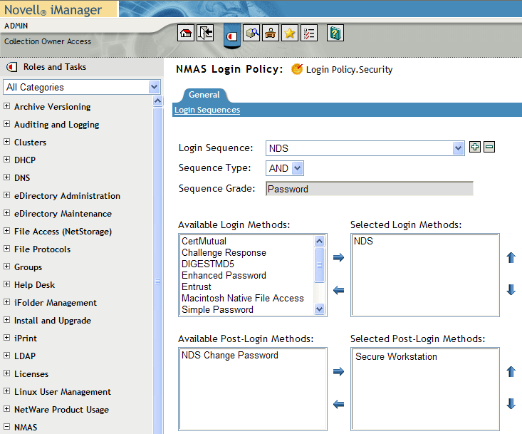 Properties of login policy