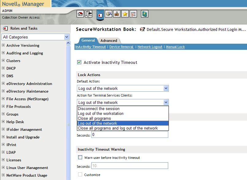 Properties of Secure Workstation dialog box