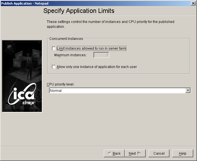 Specify Application Limits dialog box