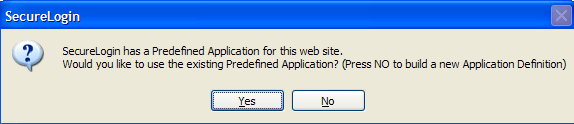 Web Application Detected dialog box