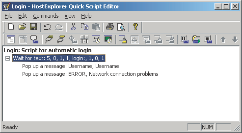 The Login Screen for Hummingbird HostExplorer