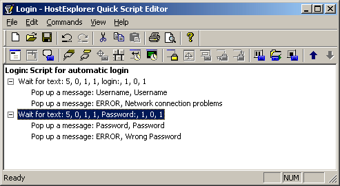 The Login Screen for Hummingbird HostExplorer