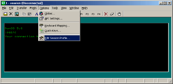 The Edit Session Profile Option