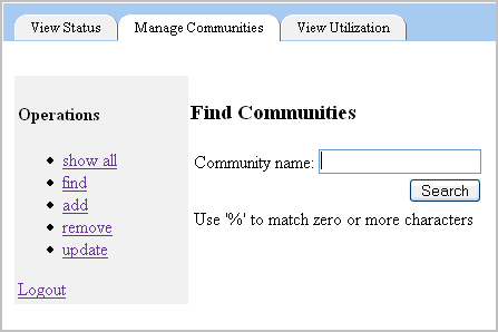 Manage communities search