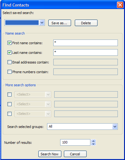 Find contacts window