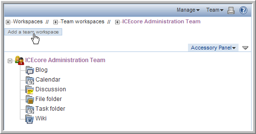 ICEcore Administration Team workspace
