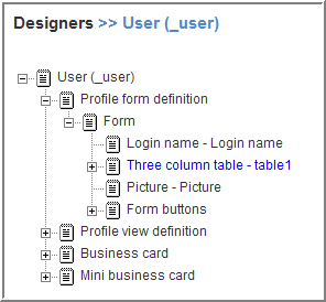 Profile form definition Form