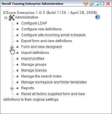 Novell Teaming Administration portlet