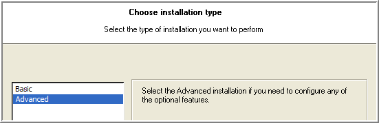 Installer installation type options