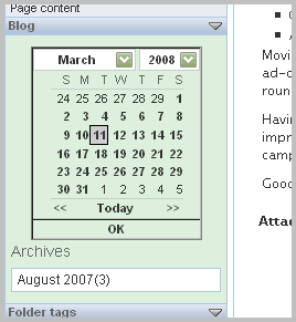 The Calendar and Archive Tools for a Blog