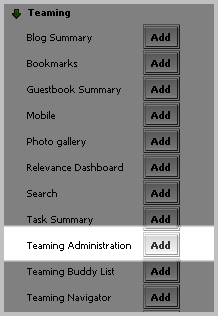 Clicking the Add Button To Include the Administration Portlet