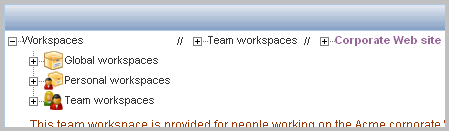 Opening the Workspace Tree at the Top of a Workspace Page