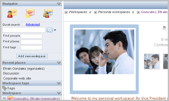 Displaying a Personal Workspace Page: image © comteche.com