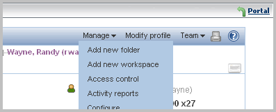 Using the Manage Menu to Add a New Folder