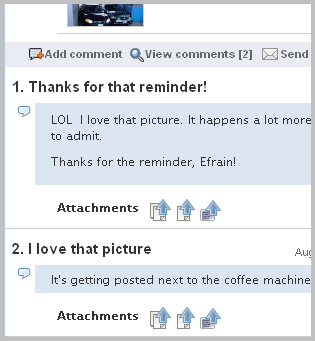 Displayed Comments for a Blog Entry