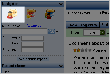 Accessing Your Personal Workspace from the Tools Sidebar