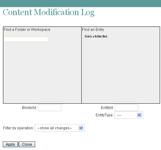 Content Modification Log page