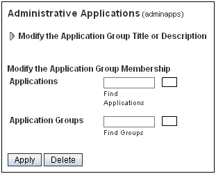 Application Group Properties page