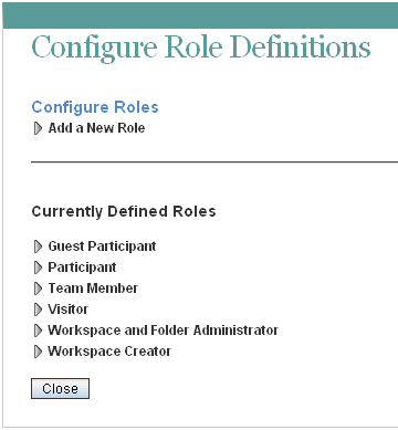 Configure Role Definitions page