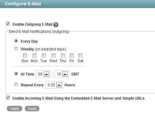 Configure E-Mail page