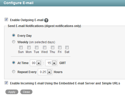 Configure E-Mail page