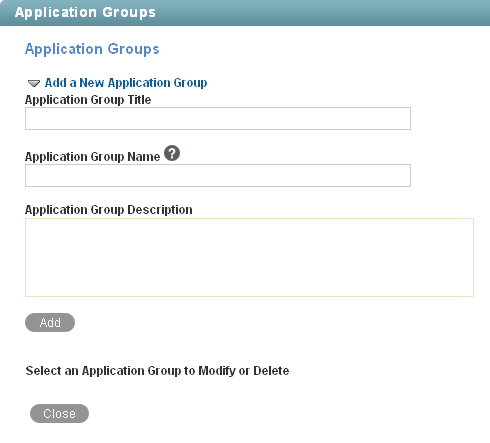 Add Remote Application Group page