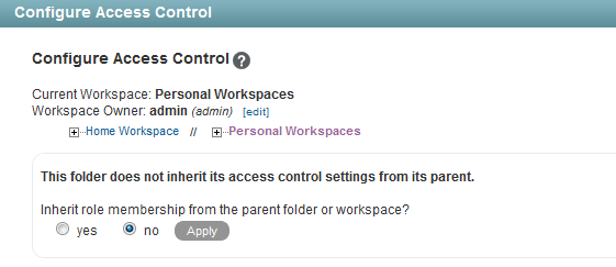 Configure Access Control page