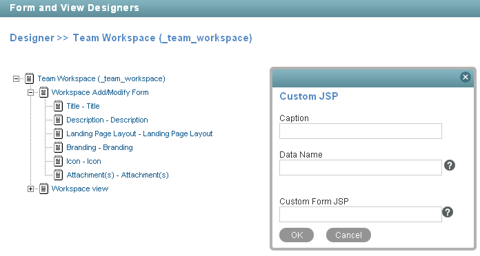 Add Custom JSP Element in Form and View Designers Tool