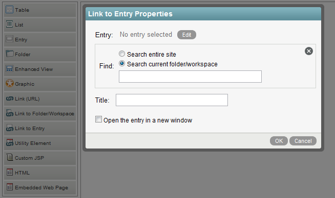 Configuring Entry Link Properties