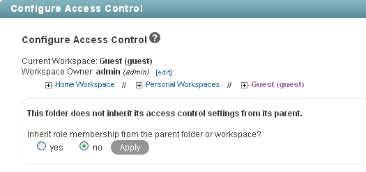 Configure Access Control page